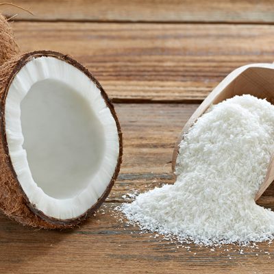 coconut grounded dried flakes fruit food